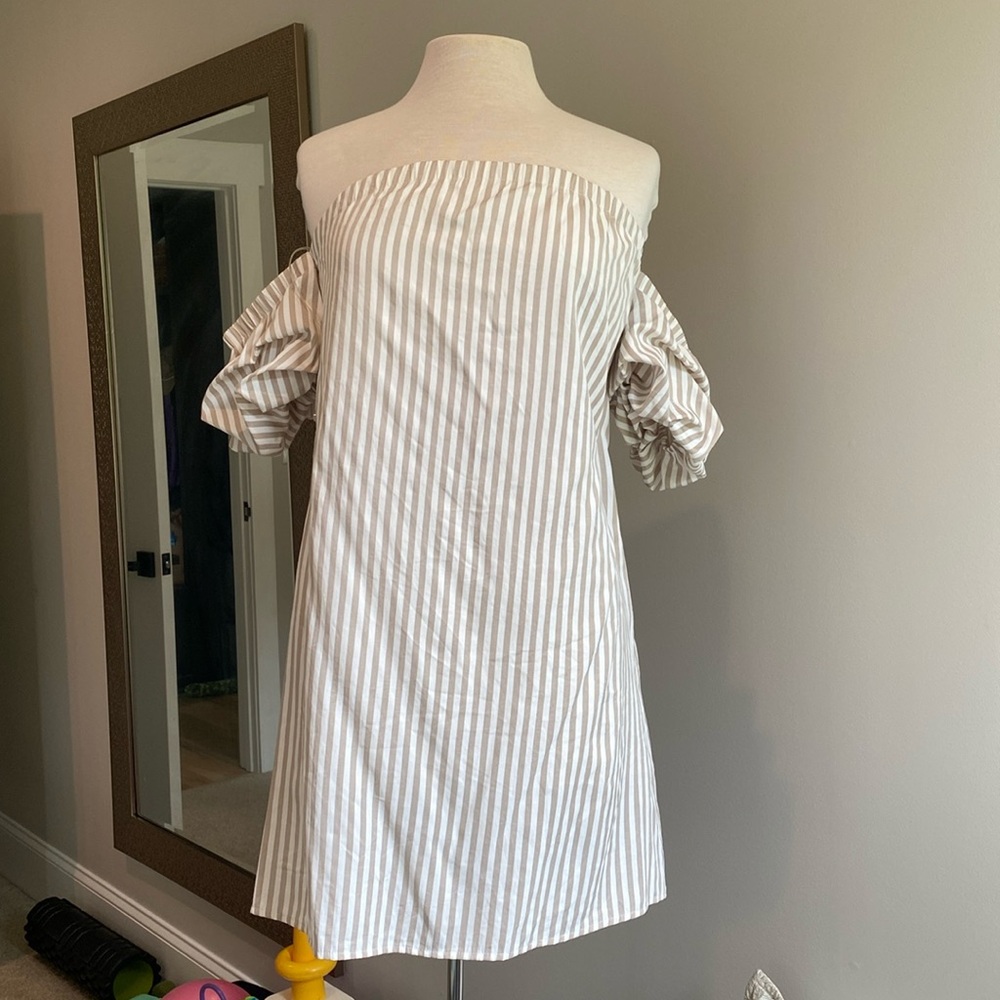 Striped Puff Sleeve Dress Mini Dress by Pink Lily x Caitlin Covington Collection